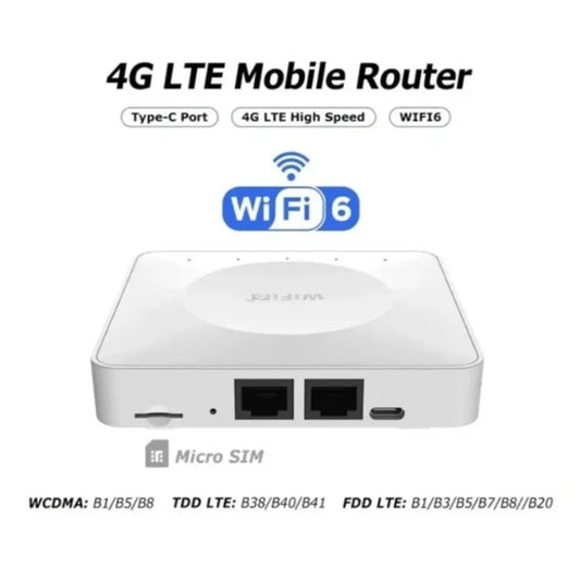 Portable 4G LTE WiFi6 Router with SIM Card Slot Dual LAN High Speed Wireless Modem for Home Travel Outdoor Internet Connection