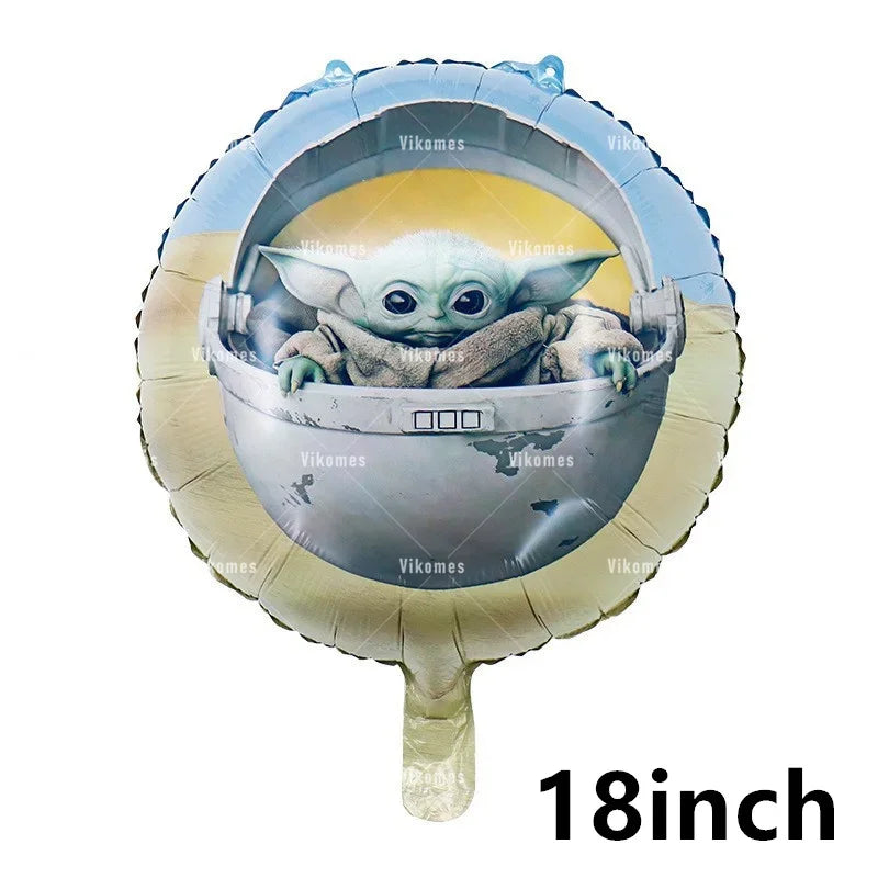 Green Yodaed Latex Balloons Hero Master Robot Foil Ballons Happy Birthday Party Banner Tableware Cake Topper Decoration Kid Toy