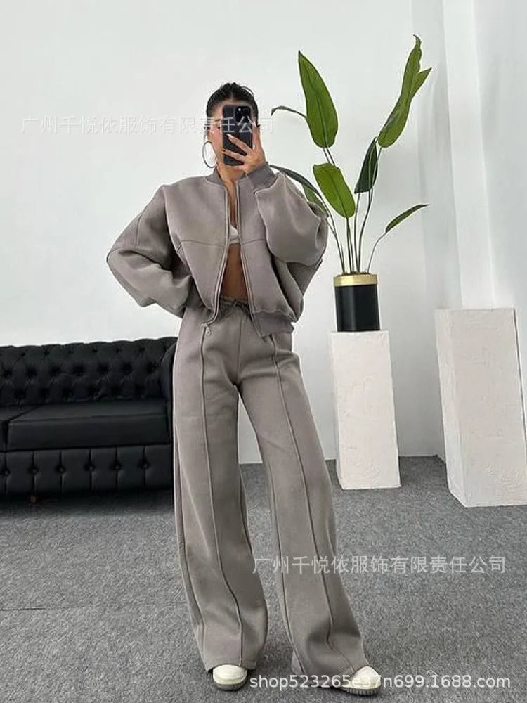 Fashion Two-piece Women's White Sports Suit Loose Sports Shirt+casual Pants Sets Sportswear Women Clothes Tracksuit Women Outfit