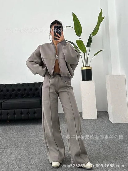 Fashion Two-piece Women's White Sports Suit Loose Sports Shirt+casual Pants Sets Sportswear Women Clothes Tracksuit Women Outfit