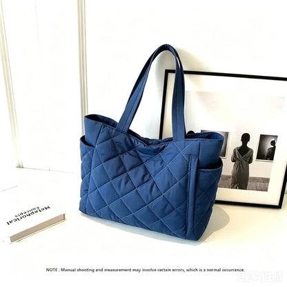 Cotton bag Rhombus large capacity women's hand-held tote bag commuter shopping versatile shoulder bag cross-border