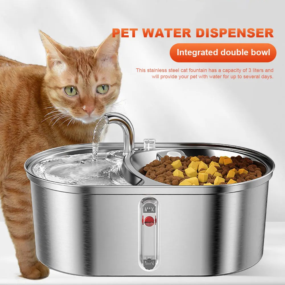 Stainless Steel Automatic Pet Water Dispenser Replacement  3L Pet Fountains Ultra Quiet for Dogs Cats Multiple Pet