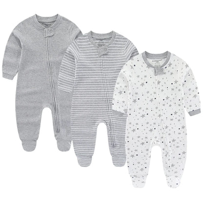 3PCS Newborn Cotton Baby Girl Clothes Cartoon Baby Boy Clothes Sets Autumn Long Sleeve Jumpsuits Spring Zipper Bebes