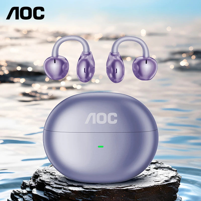 Choice AOC ACD2544 Wireless Bluetooth Earphones Ear Clip Earbuds Surround Stereo Sound Low Latency Music Gaming Clear Calls