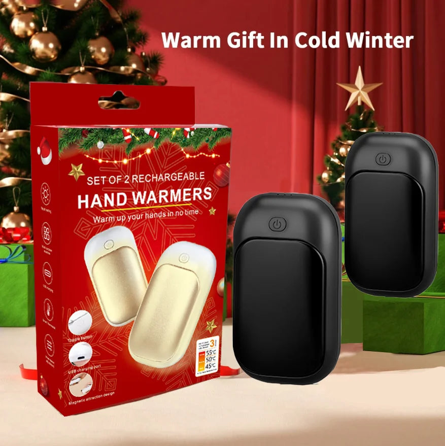 Magnetic Rechargeable Hand Warmer 2-Piece Set, Portable Handheld Heater, Men's Technology Gift, Essential for Winter