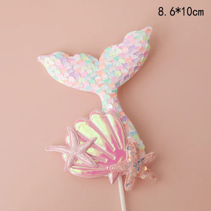 Mermaid Cake Decoration Kawaii Doll Mermaid Birthday Cake Toppers Girls Happy Birthday Party Supplies Creative Dessert Supplie