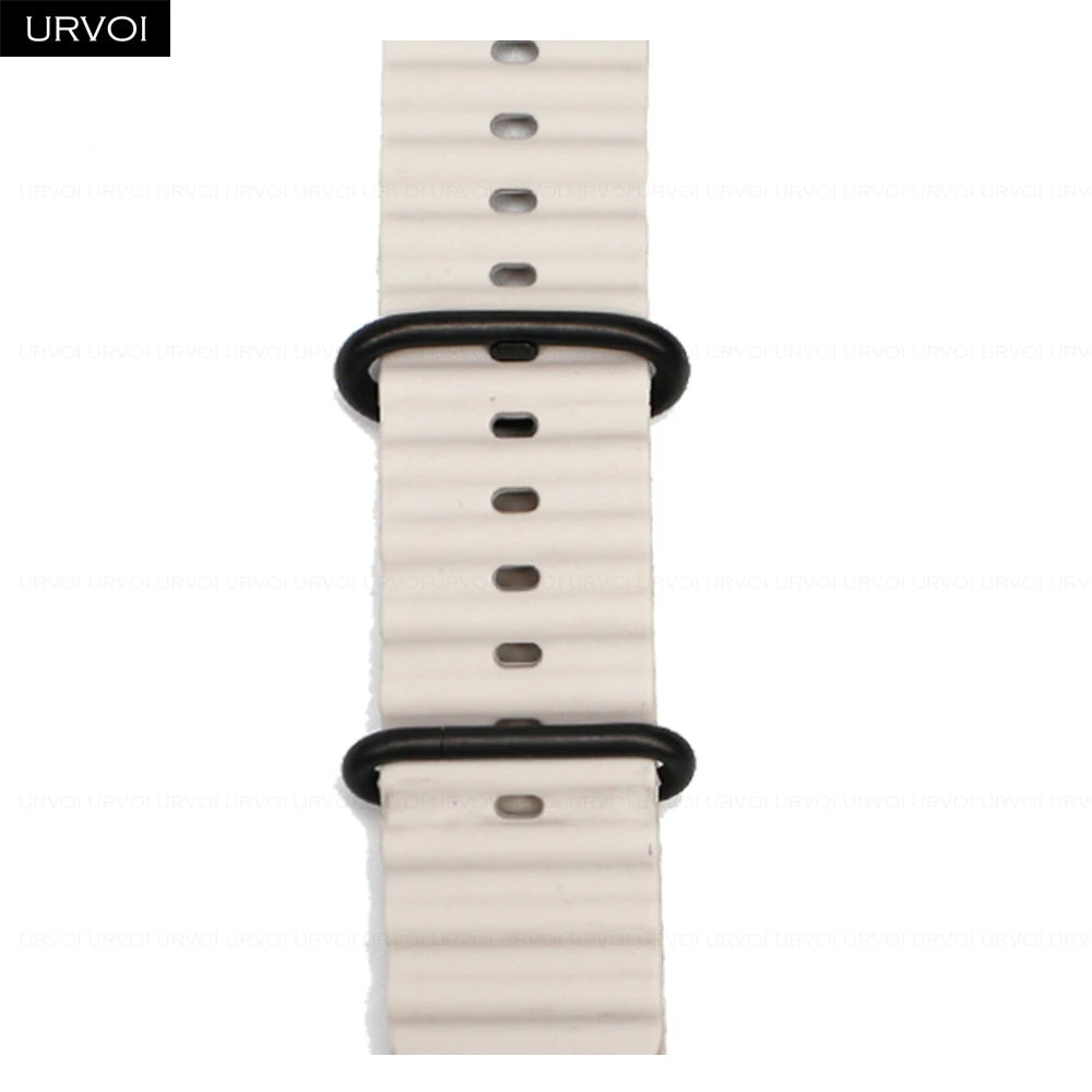 URVOI Ocean Band for Apple Watch Ultra 4 3 2 Strap Series 12 11 10 SE Sport Band for iWatch Silicone Wristband Black Buckle 49mm