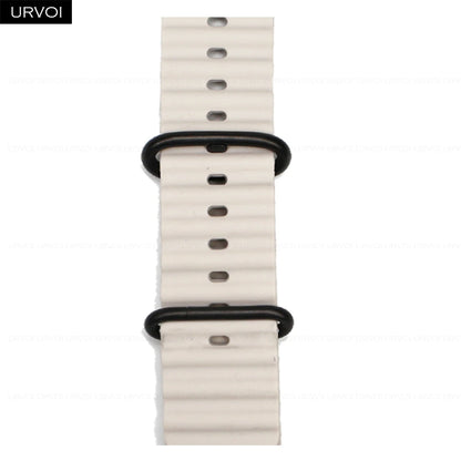 URVOI Ocean Band for Apple Watch Ultra 4 3 2 Strap Series 12 11 10 SE Sport Band for iWatch Silicone Wristband Black Buckle 49mm