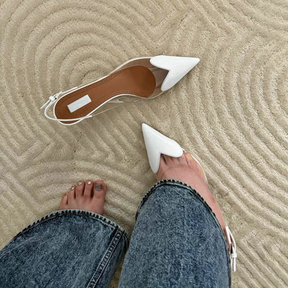 ynpo 2026 Summer Pointed Shallow Mouth Sweet Love Shape Pumps Transparent Pvc Shoes Thin High-Heeled Dress Women'S Sandals