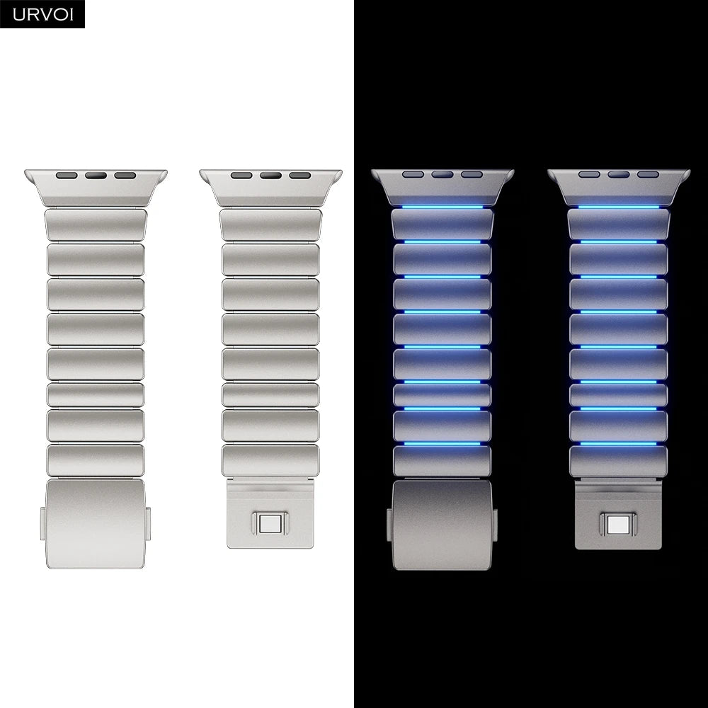 URVOI Stratos Band for Apple Watch Ultra 3 2 Series 11 10 9 8 SE3 Titanium Silicone Strap Magnet Clasp Bracelet DLC Coating 49mm