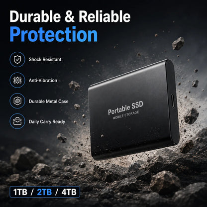 1TB 2TB Shockproof Portable External Hard Drive USB3.2 Type-C SSD Plug Play Hard Disk  For Laptop Mac