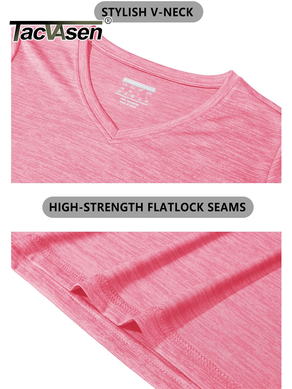 TACVASEN Summer Quick Dry V-Neck T-shirts Womens Short Sleeve Workout T-shirts Athletic Pullover Tops Lightweight Casual Sport T