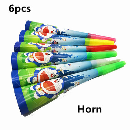 Doraemoned Balloons Cartoon Blue Jingle Cat Party Decoration Supplies Happy Birthday Banner Disposable Tableware Kid Cake Topper