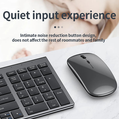 2.4G Wireless & bluetooth Keyboard Mouse Set Rechargeable Ultra-thin Computer Office Gaming Silent Slim Keyboard Mouse for ipad