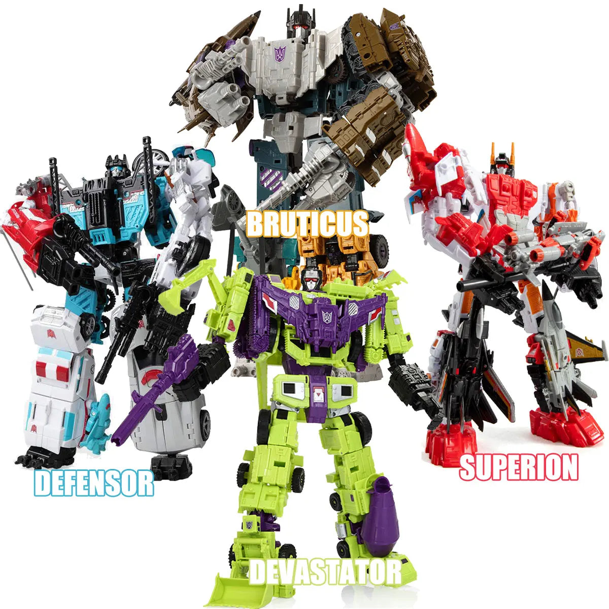 HZX 6 en 1 Devastator Haizhixing juguetes de transformación figura de acción de Anime KO G1 Robot avión vehículo de ingeniería m