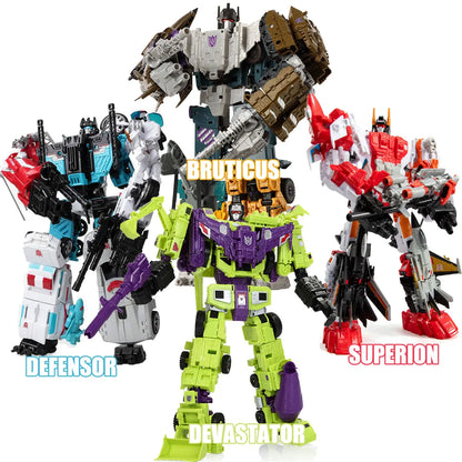 HZX 6 en 1 Devastator Haizhixing juguetes de transformación figura de acción de Anime KO G1 Robot avión vehículo de ingeniería m