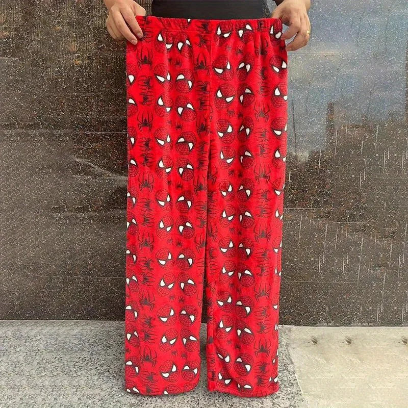 Sanrio Hello Kitty Spider-man Cotton Velvet Loose Pajamas Pajamas Long Pants Women's And Men's Cartoon Sleeping Casual Wear