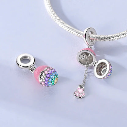MULA Pink 925 Sterling Silver Charms Pendant Perfume Dreamcatcher Heart Love Beaded Fit Original Bracelet Women DIY Jewelry Gift