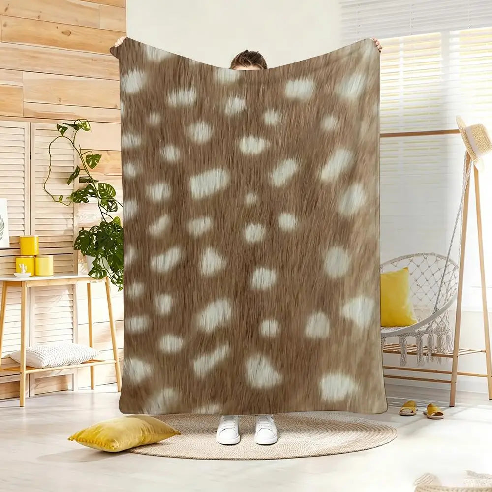 Fashion Animal Print Throw Lightweight 240g Flannel Blanket Soft Skin-friendly for Summer Cooling