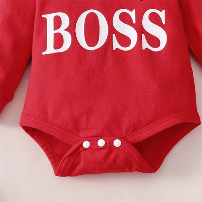 2025 Spring Autumn Infant Toddler Letters Print Hooded Solid Color Two-piece Suit 0-24M Baby Boys Bodysuits+Long Pants Set