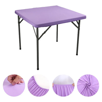 Square Elastic Edge Fitted Table Cover Stretch Cocktail Tablecloth For Wedding Picnic Banquet Party Decor Table Cloth