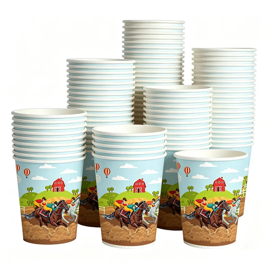 10/50pcs Western Cowboy Horse Paper Cups Disposable Tableware Drinking Cups Cowboy Cowgirl Horse Racing Birthday Party Decor