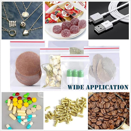 100-1000Pcs Small Zip Lock Plastic Bags Transparent Plastic Clear Storage Bag Jewelry Food Packing Reclosable Zipper Sealing Bag