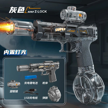 Electric Water Gun Toy Rechargeable Long Range Water Blaster for Beach Pool Backyard Battles Adults Kids Summer Toy Birthday