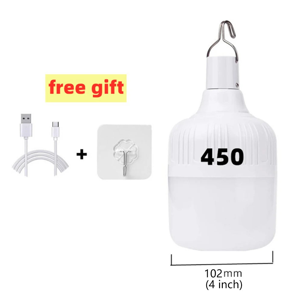 Portable Outdoor BBQ Camping Lights USB Rechargeable Lamp LED Emergency Bulb Hook High Power Tents Lantern Night Lights Bulb