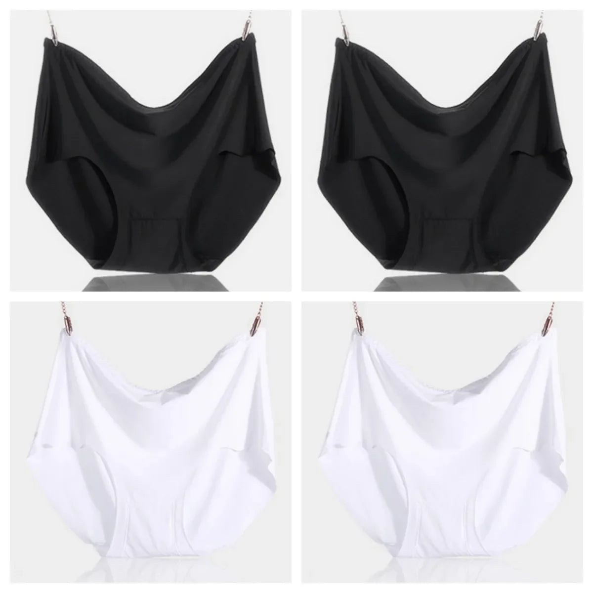4Pcs Women Plus Size High Waist Ice Silk Boy Shorts Sexy Ultrathin Breathable Soft Underwear Panties Lingerie for 55-125kg