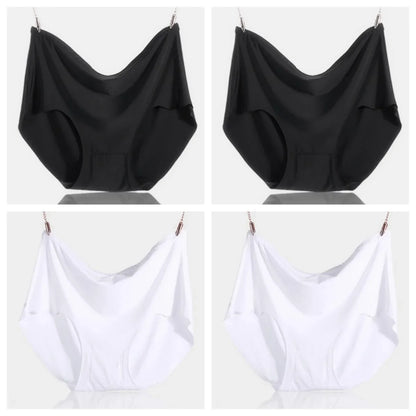 4Pcs Women Plus Size High Waist Ice Silk Boy Shorts Sexy Ultrathin Breathable Soft Underwear Panties Lingerie for 55-125kg