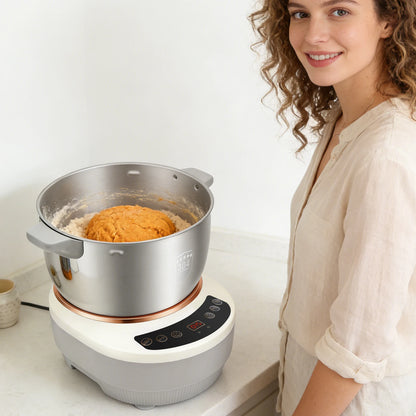 200W Electric Kneading Machine, 304 Stainless Steel Dough Kneading Machine, 5L Stand Mixer, 140-170 RPM, Timer Auto-Off, for Kitchen, Baking, Silver