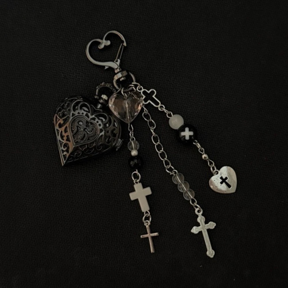 Original Hollow Heart Pocket Watch Chain Keychain Design Steampunk Clock Vintage Necklace Pendant Jewelry Watch Men Women Gift