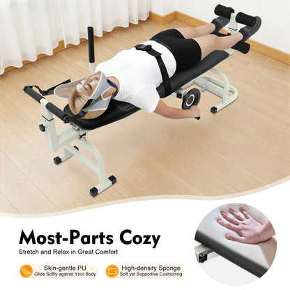 Back Stretch Bench, Multifunctional Neck Stretcher Cervical Traction Device, Adjustable Length Cervical Lumbar Traction Bed