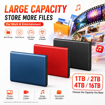Space Efficient External Hard Drive 2TB Portable Mobile Hard Disk for Family Daily Photo Saveing PC Laptop