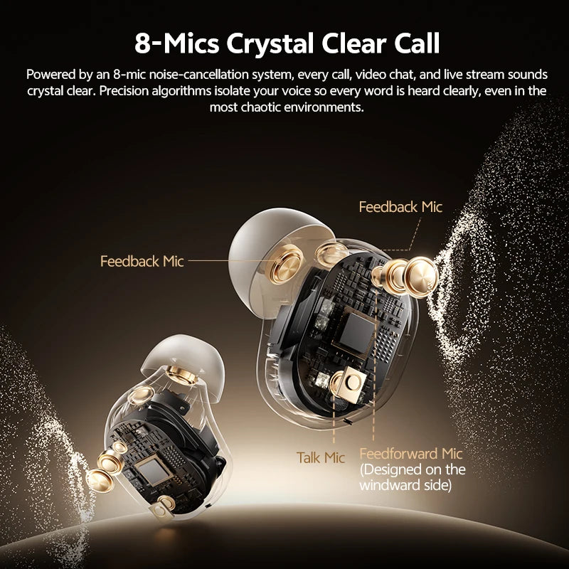 QCY MeloBuds A30 Wireless Earbuds Bluetooth 6.0 LDAC Hi-Res Audio -60dB Hybrid ANC Earphones AI Scene 8 Mics HD Call Headphones