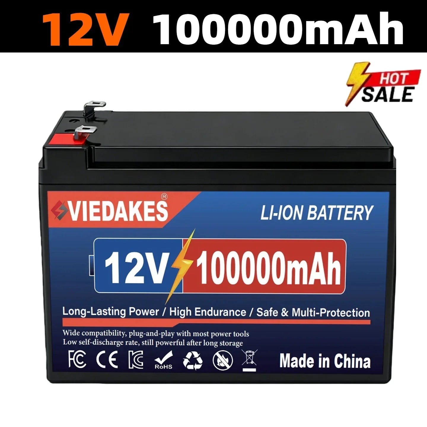 VIEDAKES Brand New 3S7P 12V 100Ah LiFePO4 18650 Battery Pack Power Bank Lightweight Design for Hiking Backpacking Trips