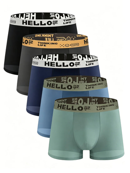 5pcs/set Men Ice Silk Underwear Quick Drying Men Boxer Shorts Plus Size XS-XL Breathable Boxer High Elastic Waist Male Underwear