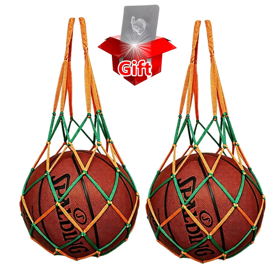 4/1Pc+Gift Basketball/Football Net Bag Thick Woven Net Basketball Storage Durable Nylon Training Net Bag for all kinds of balls