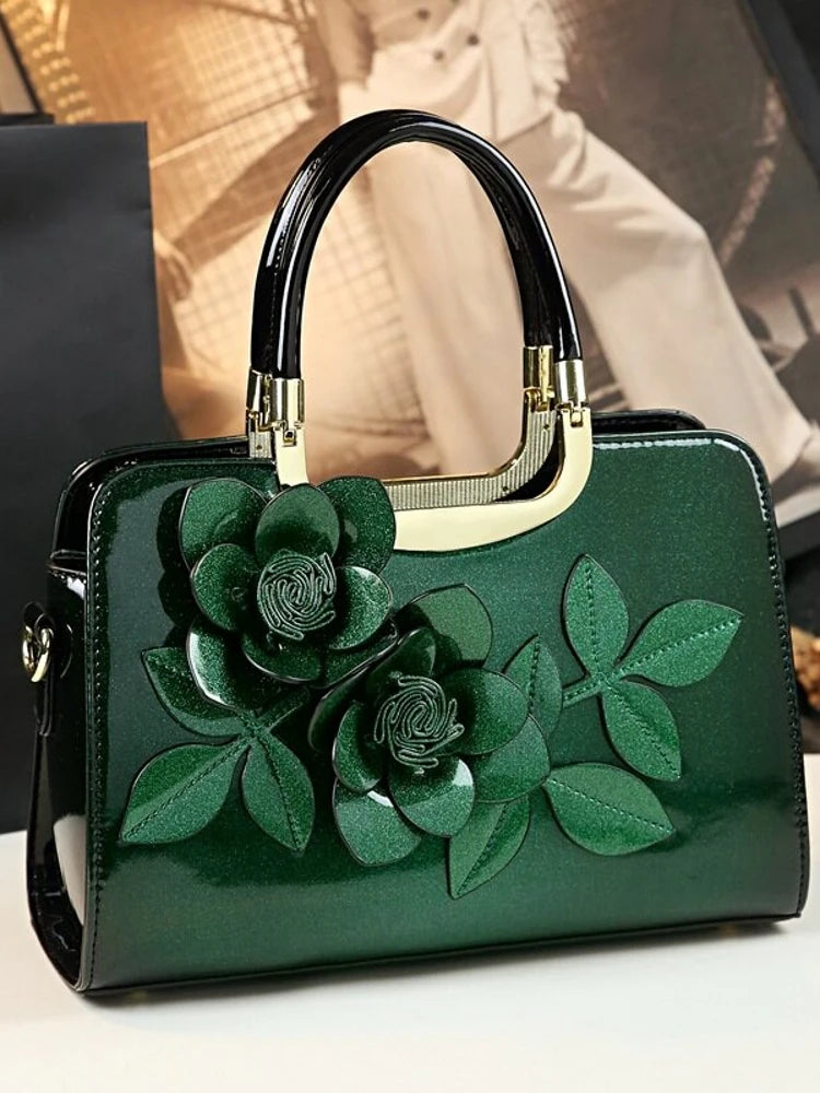 Unique Personality Floral Handbag Women's Crossbody Tote Bag Business Commuting Medium Hardness Polyester  Zipper Closure