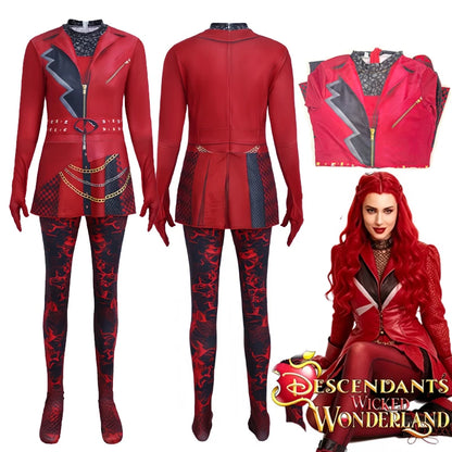 Descendants 5 Wicked Wonderland Red Princess Cosplay Costume Jumpsuit Women Halloween Party Costume
