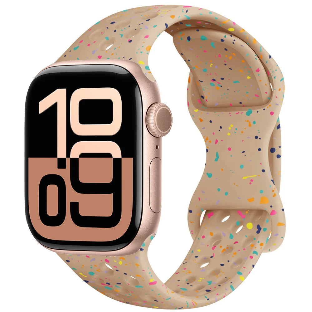Silicone Strap For Apple Watch 11 10 9 8 7 46mm 45mm 42mm 41mm Ultra 3/2 49mm Breathable Bracelet Wristband iWatch 6 5 4 SE 44mm