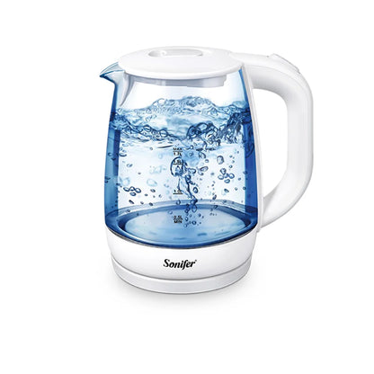 Sonifer 1.7L Glass Electric Kettle SF-2079, 2200W Fast Boil, Cordless, Blue LED Light, Auto Shut-Off, Dry Boil Protection