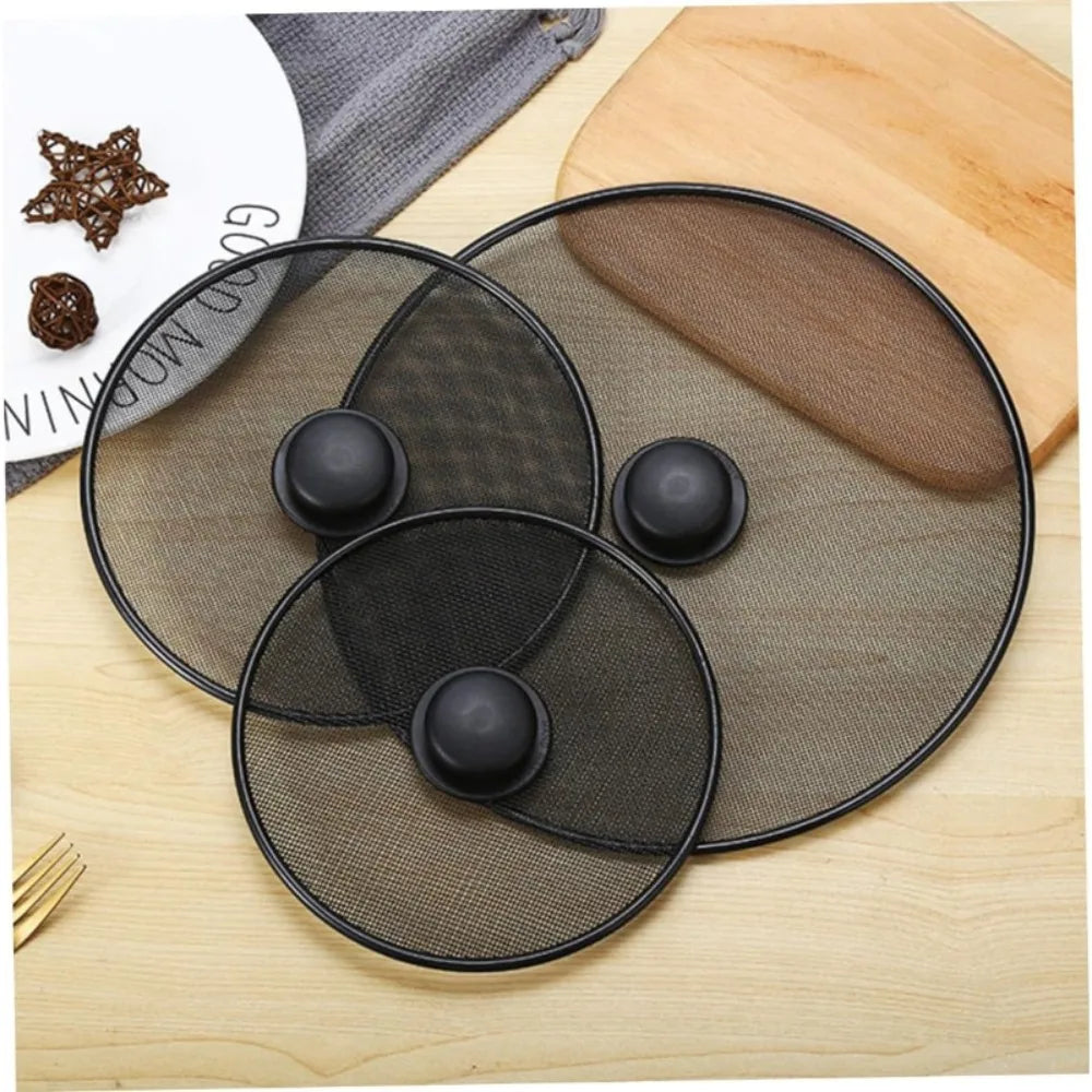 3Pcs 25+29+33cm Splatter Screen, Frying Pan Splatter Screen, Splash Guard Lid with Knob, Extra Fine Mesh Splash Guard Pot Lid