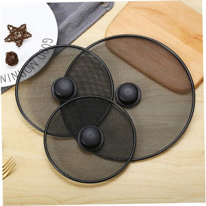 3Pcs 25+29+33cm Splatter Screen, Frying Pan Splatter Screen, Splash Guard Lid with Knob, Extra Fine Mesh Splash Guard Pot Lid