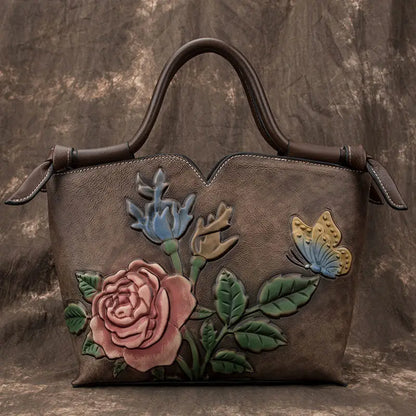 Retro Women Leather Large-capacity Package Single-shoulder Crossbody Hand-carry Bag Top Layer Cowhide 2025 Casual Leather Bag