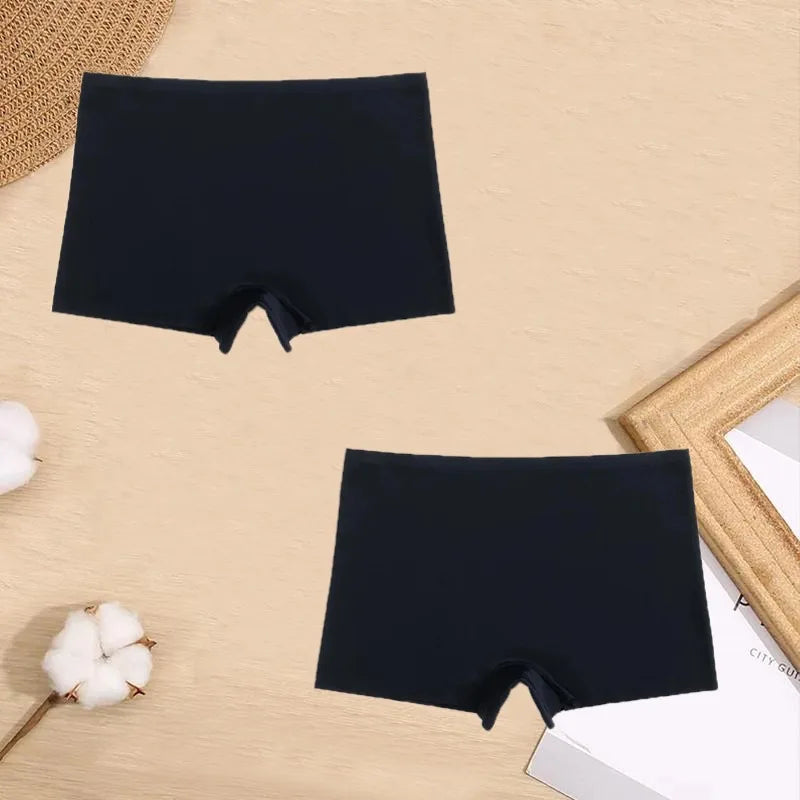 2 Pieces Boxers for Women Silk Seamless Female Underwear Mid-Rise Elasticity Women's Safety Panties Soft Boyshorts Lady Lingerie