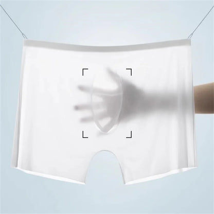 Super Lightweight Bulge Pouch Underwear Men Panties Ice Silk Boxers Seamless U Convex Trunks Male Sexy Shorts Plus Size L-XXXL