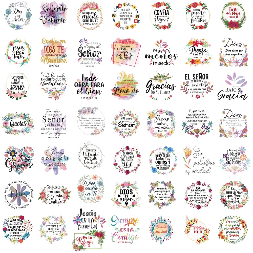 50PCS Spanish Motivational Text Stickers Motivational Waterproof Bicycle Stationary Scrapbooking Study Luggage Art Stickers