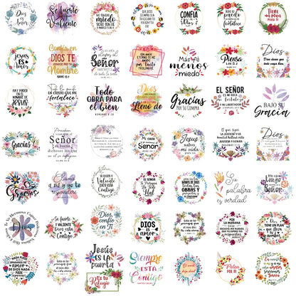 50PCS Spanish Motivational Text Stickers Motivational Waterproof Bicycle Stationary Scrapbooking Study Luggage Art Stickers